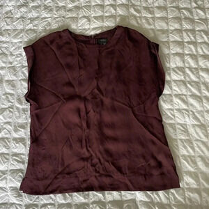 Theory burgundy silk blend blouse